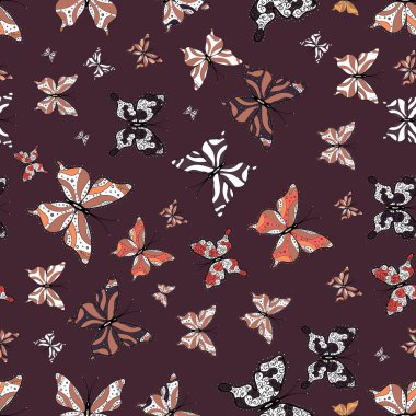 Tekrarlanan karalamalar. Sorunsuz colorfil desen. Mistik, sembolleri. El bir beyaz, pembe ve kahverengi arka plan çizimi.