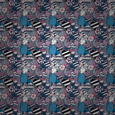 Vektör cupcake çizim. Vektör çizim. Elle çizilmiş cupcakes. Doodle kek krem ile. Şirin Doğum günü desen beyaz, siyah ve mavi.