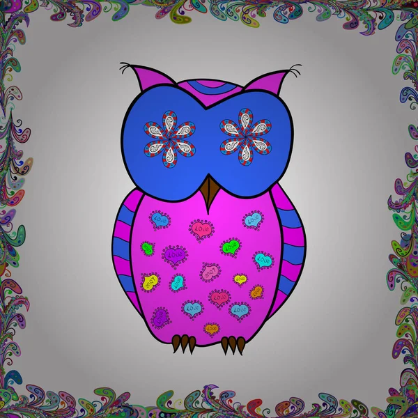 Seamless Cute Owls Blue Magenta White Colors Suitable Fabric Paper — Stock Vector