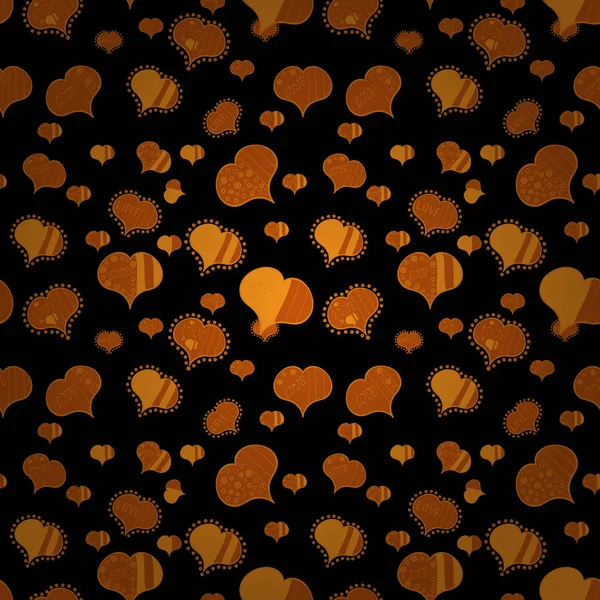 Illustration Vectorielle Orange Noire Marron Modèle Tissu Sans Couture Love — Image vectorielle