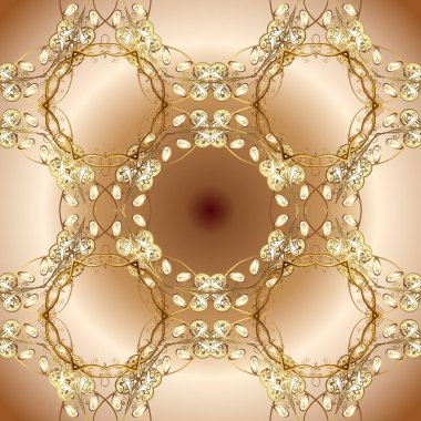 Barok tarzında kusursuz bir doğulu süsü. Bej ve kahverengi renkler üzerinde geleneksel altın pürüzsüz desen.