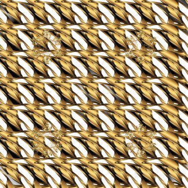 Noel, kar tanesi, yeni yıl 2019. Kahverengi ve beyaz renkleri altın elemanları ile sorunsuz vintage desen.