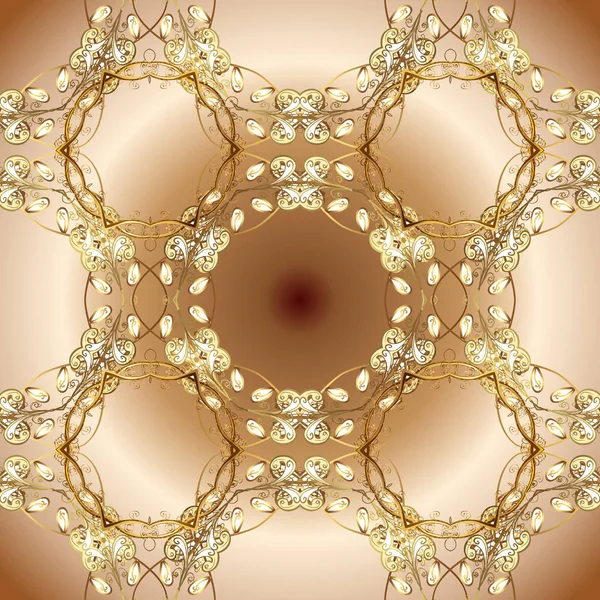 Barok tarzında kusursuz bir doğulu süsü. Bej ve kahverengi renkler üzerinde geleneksel altın pürüzsüz desen.