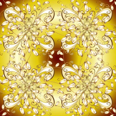 Sembol tatil, yeni yıl kutlama vektör altın desen. Kış kar doku kroki. Noel altın kar tanesi seamless modeli. Sarı ve bej renkler altın kar tanesi.