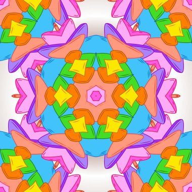 Sorunsuz arka plan deseni. Suluboya, elle çizilmiş. Turuncu, mavi ve pembe renkler üzerinde karalamalar. Vektör - Stok.