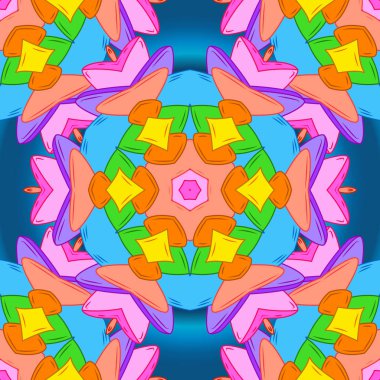 Doodles'ın turuncu, mavi ve pembe renkler. Tasarım ve hediye paketleme kağıt, tebrik kartları, afiş ve posterler tasarım. Moda kumaş deseni. Yazdırın. Vektör.