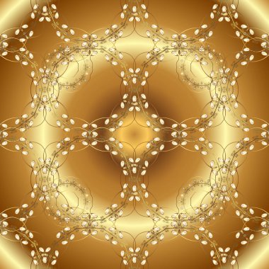 Çiçek desenli. Kroki Barok, Şam. Sorunsuz vektör arka plan. Altın öğeleri üzerinde kahverengi ve bej renkler. Şık grafik desen.