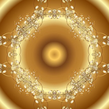 Kış, neşeli Noel tatili, mutlu yeni yıl 2019 sembolü. Vektör altın kahverengi ve bej renkler desen. Altın kar tanesi basit seamless modeli. Soyut kroki, dekorasyon sarma.