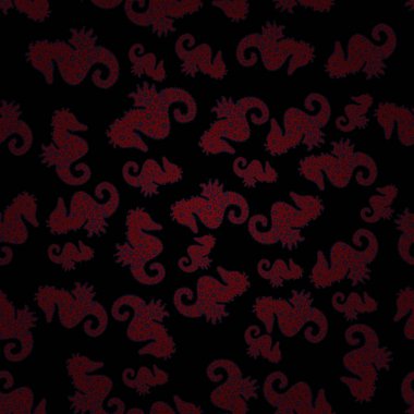 Vintage tarzı içinde. Vektör çizim. Kroki, Giysi, Erkek, kız için soyut seamless modeli. Deniz atı. Resimleri gri, siyah ve kırmızı renklerde.