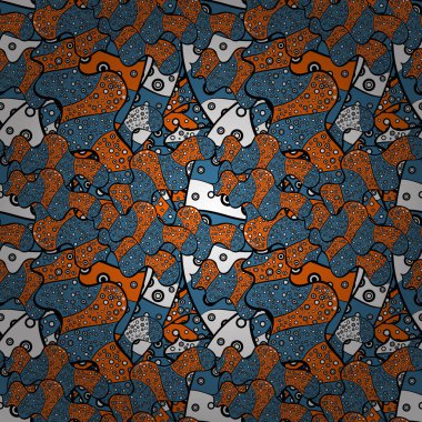 Varicoloblack, mavi ve turuncu sorunsuz illüstrasyon vektör. Tasarım ve hediye paketleme kağıt, tebrik kartları, afiş ve posterler tasarım.