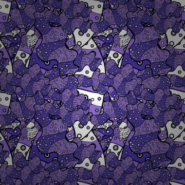 Dikişsiz güzel kumaş desen. Güzel arka plan. Mor, beyaz ve siyah renkler. Vektör - hisse senedi. Doodles'ın şirin desen.