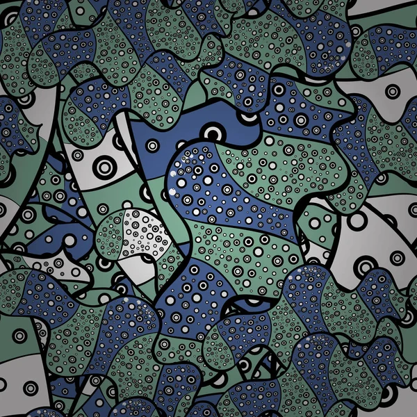 Padrão Fundo Sem Costura Doodles Cores Preto Neutro Azul Aquarela — Vetor de Stock