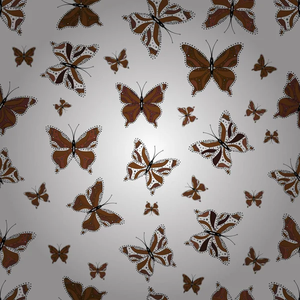 向量例证 漂亮的矢量蝴蝶与春天调色板的孩子 在黑色 白色和棕色背景上查出的水色蝴蝶 复古风格 — 图库矢量图片