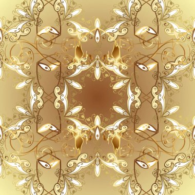 Tarafsız ve bej renkleri altın öğelerinde. Sorunsuz şark süsleme Barok tarzında. Geleneksel klasik vektör altın seamless modeli.