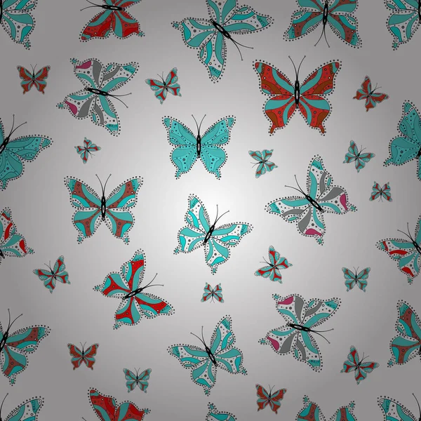 反复的蝴蝶 用手工绘制的可爱的女孩无缝图案 向量例证 — 图库矢量图片