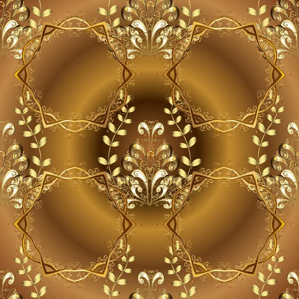 Vektor Zlatý Vzorek Hnědé Béžové Barvy Abstraktní Skica Balicí Dekorace — Stockový vektor