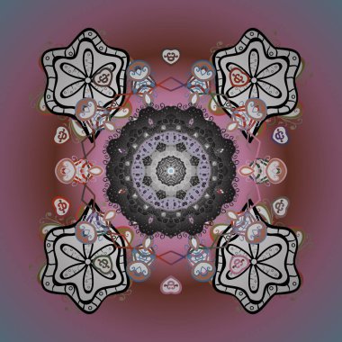 Şirin desen. Vektör çizim. Vektör Noel renkli arka plan ile sevimli kar tanesi. Noel kar taneleri arka plan. Kar taneleri paterni.