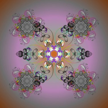 Düz renkli arka plan üzerinde izole kar taneleri tasarımı. Kar tanesi süs desen. Snowflakes desen. Vektör çizim. Kar taneleri arka plan.