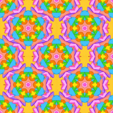 Sorunsuz arka plan deseni. Turuncu, sarı ve mavi renkler üzerinde karalamalar. Suluboya, elle çizilmiş. Vektör - Stok.