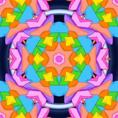 Vektör çizim. Suluboya resim. Dikişsiz desen nazik, bahar turuncu, mavi ve pembe renkler.