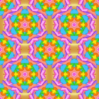 Suluboya resim. Dikişsiz desen nazik, bahar turuncu, mavi ve sarı renkler. Vektör çizim.