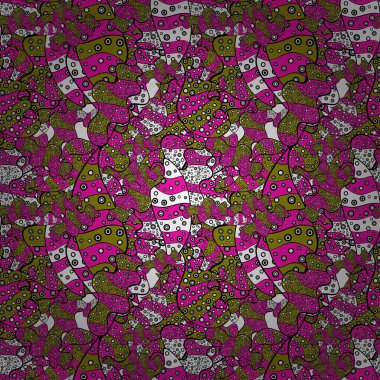 Kartları, davetiyeler, tarihi kartları ve daha birçok kaydetmek için kullanılabilir. Siyah, kırmızı ve yeşil renkleri. Sorunsuz dekoratif arka plan. Vektör çizim. Doodles'ın.