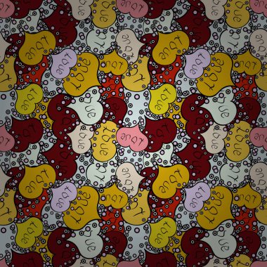 Aşkımız mutludur. Aşk kartı. Sevgi ve sıradışı tasarımlar. Dikişsiz desen renkli yaz stil etiketi resimde güzel elemanları ile. Vektör çizim.