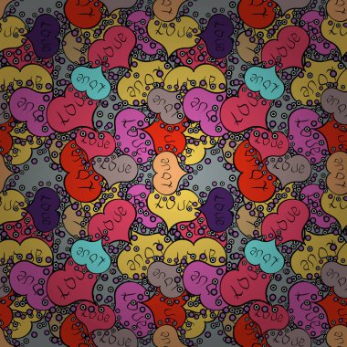 Karalamalar pembe, siyah ve sarı renkler. Moda kumaş deseni. Dikişsiz desen baskı. Vektör.