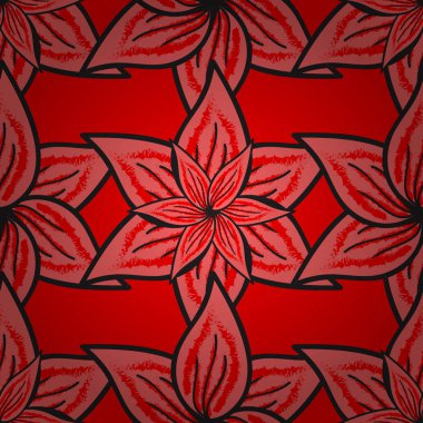 Birçok küçük kırmızı, pembe ve gri çiçek ile Seamless modeli. Sorunsuz çiçek desenli. Vektör çiçek arka plan.