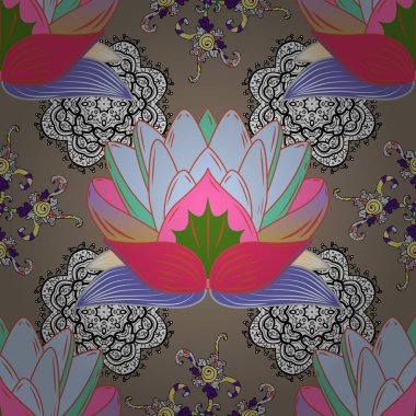 Sulu Boya Dikişsiz desen Tekstil için. El çekilmiş çiçek seamless modeli (döşeme). İle şirin çiçekler, desenli, bej, tarafsız ve pembe renkler renkli seamless modeli.