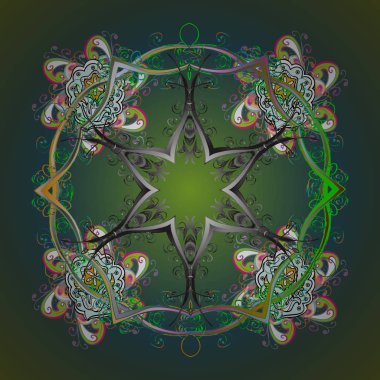 Vektör çizim. Vektör kar taneleri arka plan. Kar tanesi renkli desen. Snowflakes desen. Renk arka plan üzerinde izole soyut kar taneleri ile düz tasarım.