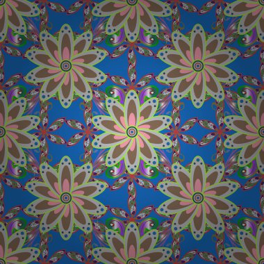 Oldukça vintage feedsack desende küçük mavi, gri ve bej çiçekler. Tekstil, kumaş, kapakları, sketchs, çiçek tatlı sorunsuz arka plan yazdırma, şal, scrapbooking, kapitone, Dekupaj.