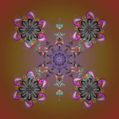 Kar tanesi süs desen. Arka plan üzerinde izole soyut kar taneleri ile düz tasarım. Snowflakes desen. Kar taneleri arka plan. Vektör çizim.