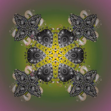 Kar tanesi renkli desen. Snowflakes desen. Renk arka plan üzerinde izole soyut kar taneleri ile düz tasarım. Vektör çizim. Vektör kar taneleri arka plan.