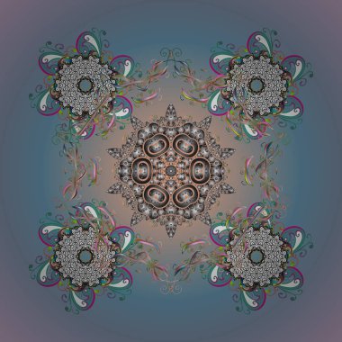 Şirin soyut kar taneleri tasarım arka plan üzerinde vektör. Düz kar doodle simgeler, kar siluet Noel afiş, kartları için renklerde pul. Yeni yıl kar tanesi.