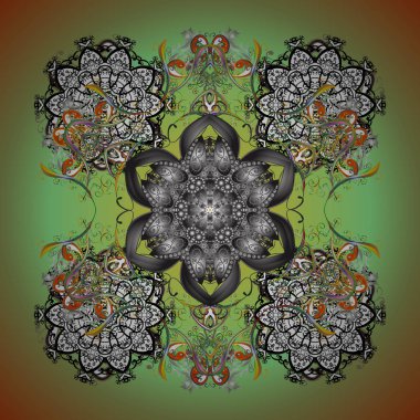 Vektör kar taneleri arka plan. Renk arka plan üzerinde izole soyut kar taneleri ile düz tasarım. Snowflakes desen. Vektör çizim. Kar tanesi renkli desen.