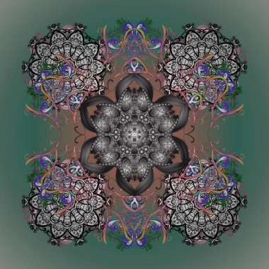 Bir arka plan üzerinde kar taneleri. Kar tanesi vektör desen. Vektör çizim. Renkli arka plan üzerinde izole sevimli kar taneleri.