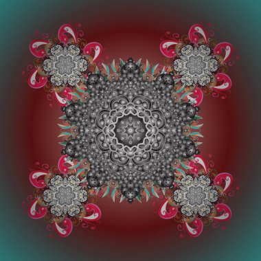 Düz renkli arka plan üzerinde izole kar taneleri tasarımı. Kar tanesi süs desen. Kar taneleri arka plan. Snowflakes desen. Vektör çizim.