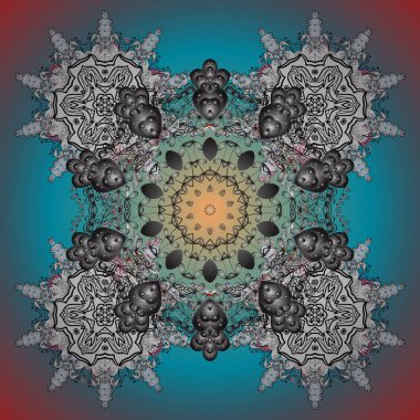 Şirin soyut kar taneleri tasarım arka plan üzerinde vektör. Düz kar doodle simgeler, kar siluet Noel afiş, kartları için renklerde pul. Yeni yıl kar tanesi.