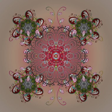 Doku yüzeyine, ambalaj kağıdı, arka plan üzerinde tekrarladı. Kış kar tanesi, vektör arka plan. Renkli arka plan üzerinde izole güzel kar taneleri. Vektör çizim.