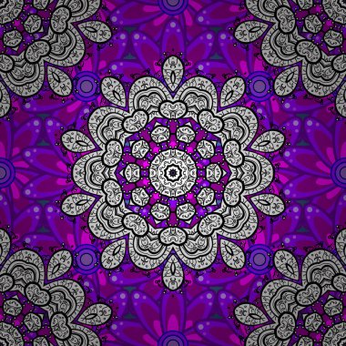 Zengin etnik seamless modeli geometrik tasarım çizgili. Vektör çizim. Mandala tarzı. Renkli arka plan üzerinde renkli mandala.