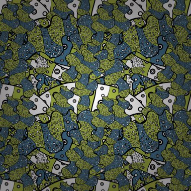 Kağıt ambalaj için karalamalar desen. Siyah, mavi ve yeşil renkler. Vektör çizim. Seamless modeli güzel arka plan.