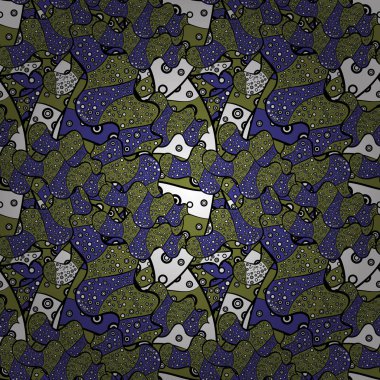 Öğeleri mor, yeşil ve siyah renkler. Vektör çizim. Sorunsuz yazdır. Şirin kumaş deseni. Düz karalamalar. Tasarım.