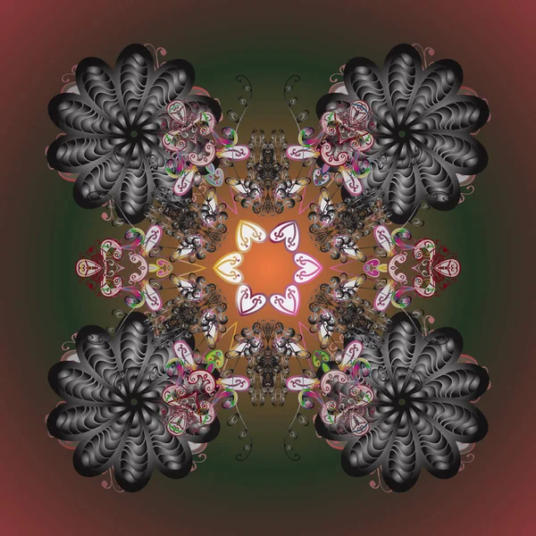 Güzel dekorasyon. Kış sembolü. Vektör illüstrasyon izole kar taneleri ile. Renkli arka plan üzerinde izole suluboya kar taneleri.