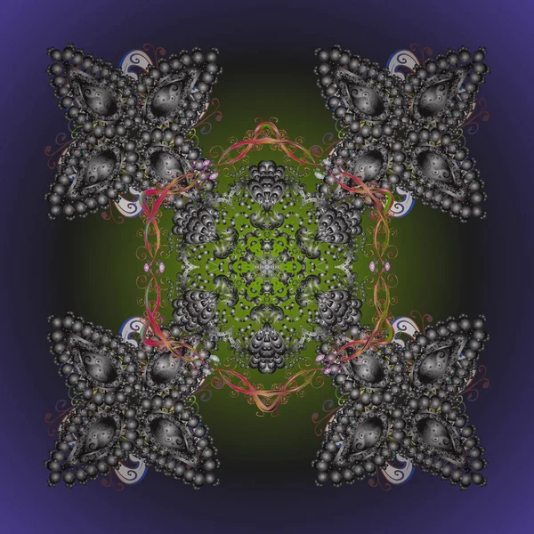 Kar taneleri ile renkli bir arka plan. Vektör Noel renkli arka plan ile sevimli kar tanesi. Vektör çizim.