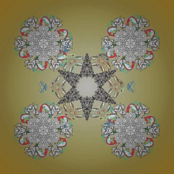 Vektör çizimi. Karalama çizimlerindeki Kar Taneleri ikonu. Kış kar mevsimi Aralık.