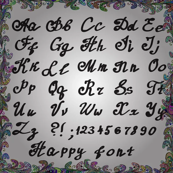 Alfabeto Verde Blanco Gris Calligraphic Bold Fuente Monocromo Vintage Escrito — Vector de stock