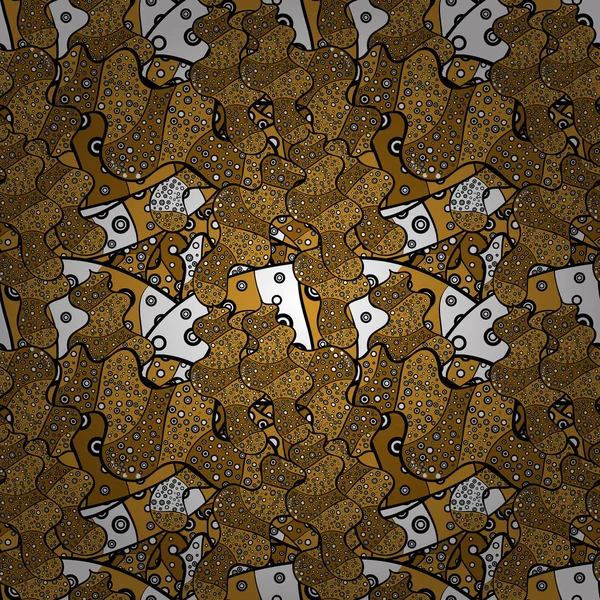 Çiçek elemanları ile sorunsuz zarif vektör doku. Karalamalar sarı, siyah ve kahverengi renkleri.