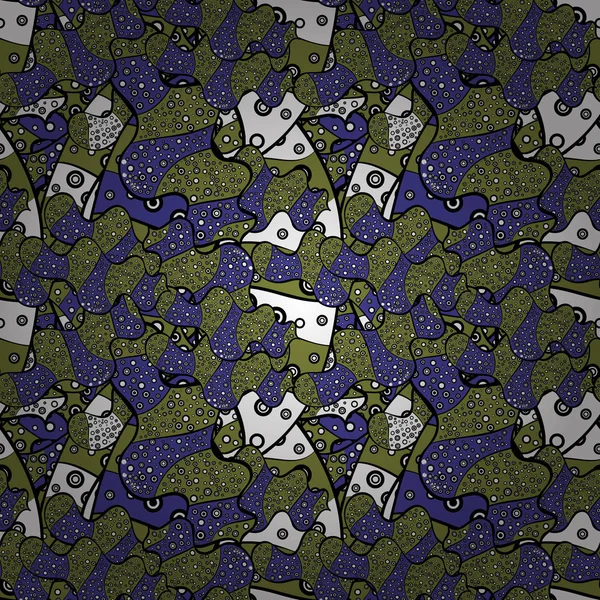 Öğeleri mor, yeşil ve siyah renkler. Vektör çizim. Sorunsuz yazdır. Şirin kumaş deseni. Düz karalamalar. Tasarım.