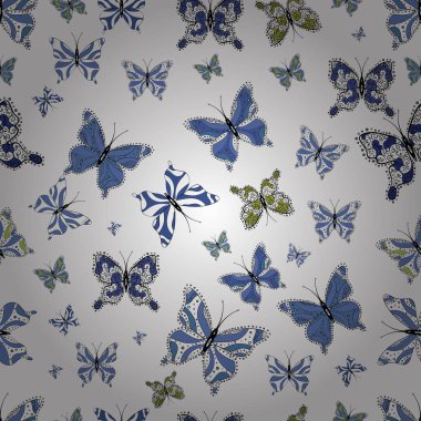 Kelebekler ile sorunsuz arka çiçek plan. Vektör. Sonsuz. Moda kumaş tasarımı. Kroki, doodle, karalama.